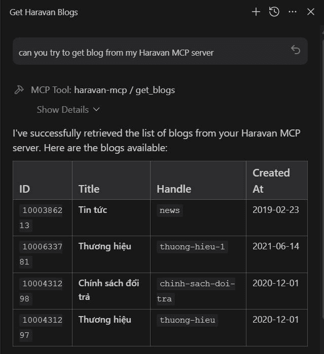 Tools of Haravan MCP Tools of Haravan MCP